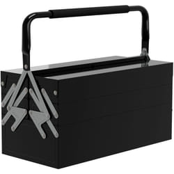 Boite à outils métallique - coffret à outils - caisse à outils 3 niveaux 5 plateaux rétractables - tôle acier noir