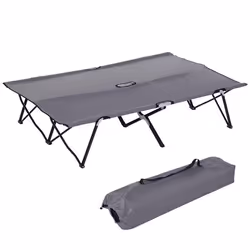 Lit de camp - Outsunny - pliable - double 2 personnes - tissu Oxford métal - 193 x 125 x 40 cm - gris