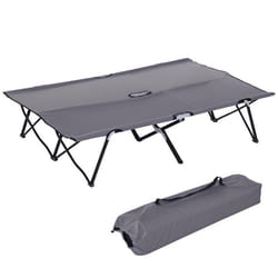 Lit de camp - Outsunny - pliable - double 2 personnes - tissu Oxford métal - 193 x 125 x 40 cm - gris