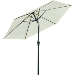 Parasol hexagonal inclinable dim. ø 2,3 x 2,16H m métal polyester haute densité crème