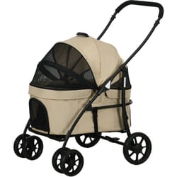 Pawhut - Poussette pour chien pliable nacelle 2 en 1 - poignée, housse zippée, pochette - acier oxford