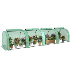 Mini serre de jardin - Outsunny - anti-UV - 4 portes avec zip enroulables - PE haute densité 140 g/m² - 4 x 1 x 08 m - vert