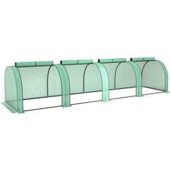 Outsunny - Mini serre de jardin mini serre à tomates 4 x 1 x 0,8 m 4 portes zippées acier pe haute densité 140 g/m² vert