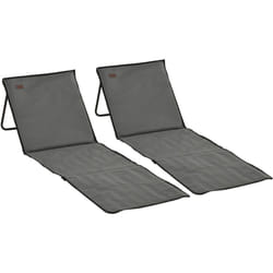 Outsunny - Lot de 2 tapis de plage rembourrés pliables - matelas de plage - dossier inclinable, rangement - métal polyester gris
