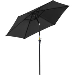 Outsunny - Parasol inclinable de jardin balcon terrasse manivelle toile polyester imperméabilisée haute densité 180 g/m² Ø2,7 x 2,35H m alu noir