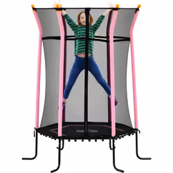 Trampoline enfant dia. 1,63 x 1,9H m filet de sécurité porte zippée 6 poteaux rembourrés inclus charge max. 50 Kg vert noir