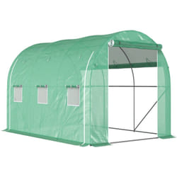 Serre de jardin tunnel 6 m² acier galvanisé renforcé dia. 1,9 cm bâche pe haute densité vert