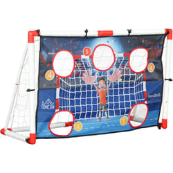 Cage de handball enfant 5 zones cibles - balle, pompe, piquets inclus - blanc rouge