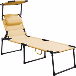Transat avec pare soleil Outsunny, en métal et tissu Oxford, robuste pour l'extérieur avec assise rembourrée et oreiller. Qua ...
