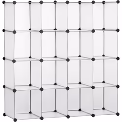 Optimisez l'espace avec le meuble de rangement modulable HOMCOM en plastique. Modulable, ses 16 cubes s'empilent pour s'adapt ...