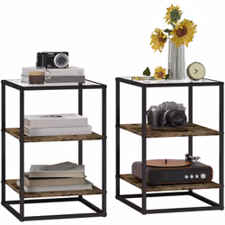 Explorez l'élégance de l'ensemble de tables d'appoint HOMCOM, idéal pour tout décor. Sur des pieds avec patins et un verre tr ...