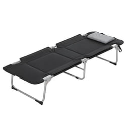 Lit de camping - Outsunny - pliable - portable - avec oreiller amovible - rembourrage mousse - 183 x 66 x 33 cm - noir