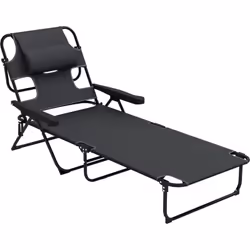 Cette chaise longue pliable d'Outsunny est idéale pour se prélasser au soleil, dans le jardin, sur la plage ou en voyage. Ave ...
