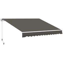 Store banne - Outsunny - manuel avec manivelle - rétractable - angle réglable aluminium polyester 280g/㎡ - 35 x 25 m - gris