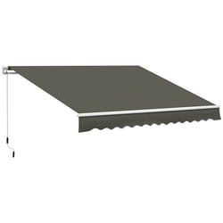 Store banne - Outsunny - manuel avec manivelle - rétractable - angle réglable aluminium polyester 280g/㎡ - 35 x 25 m - gris