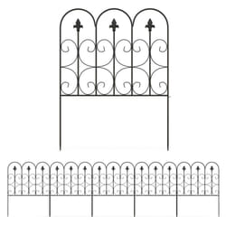 Outsunny - Clôture bordure de jardin dim. totales 307L x 83H cm métal époxy noir
