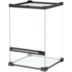 Pawhut - Terrarium vivarium en verre 12L couvercle maille métallique porte noir