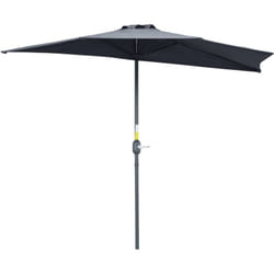Outsunny - Demi parasol, parasol de balcon 5 entretoises métal polyester 2,69L x 1,38l x 2,36H m gris