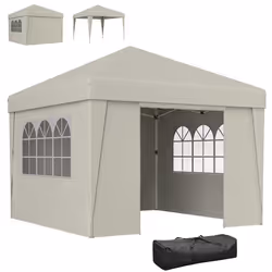 Tonnelle de jardin pop-up pliante - Outsunny - 3x3 m anti-UV 30 + fenêtres parois latérales sac de transport - crème