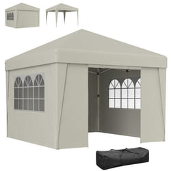 Tonnelle de jardin pop-up pliante - Outsunny - 3x3 m anti-UV 30 + fenêtres parois latérales sac de transport - crème