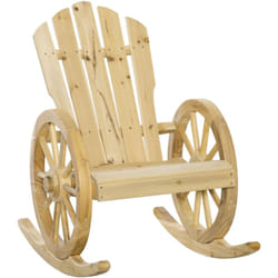 Outsunny - Fauteuil de jardin à bascule Adirondack style rustique chic accoudoirs roues charette bois pré-huilé