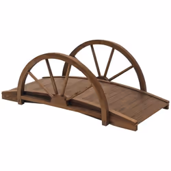 Pont de jardin en bois - Outsunny - balustrade à demi-roues - charge max. 150 KG - 100 x 50 x 37 cm - marron