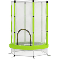 Trampoline enfant Ø140 cm max. 45 Kg - filet sécurité, porte zippée, 6 poteaux rembourrés - vert pomme