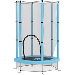 Trampoline enfant Ø140 cm - filet sécurité, porte zippée, 6 poteaux rembourrés - bleu ciel