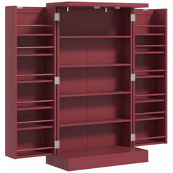 Armoire de cuisine 2 portes total 14 étagères - dim. 60L x 30l x 104H cm - mdf bordeaux