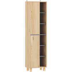 Revitalisez votre salle de bain avec l'armoire haute HOMCOM, comprenant six compartiments ouverts et deux armoires triples à  ...