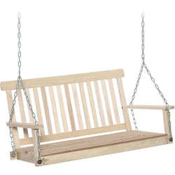 Outsunny - Banc suspendu 2 places en bois - dossier assise à lattes - max. 200Kg - chaînes réglables acier galvanisé