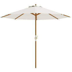 Outsunny - Parasol droit octogonal dia. 2,7 x 2,5 m - manivelle - bois toile haute densité 180g/m² crème