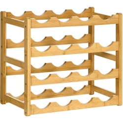 Homcom - Range-bouteilles - rack à bouteilles - 4 niveaux 16 bouteilles - bois de bambou verni