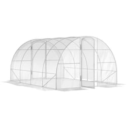 Serre tunnel 12 m² - 4 x 3 x 2 m - 2 portes - acier galvanisé pe haute densité transparent