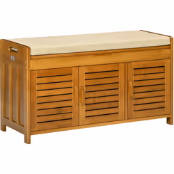 Optimisez le rangement de vos chaussures avec notre banc HOMCOM. Design naturel, assise en lin, deux armoires et compartiment ...