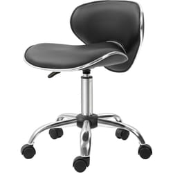 Tabouret à roulettes tabouret de travail hauteur réglable 44-56 cm avec dossier noir