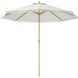 Outsunny - Parasol octogonal inclinable ø 2,65 x 2,44H m mât baleine métal aspect bois polyester haute densité 180 g/m² blanc