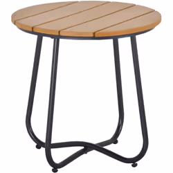 Découvrez la table de jardin Outsunny, avec un cadre en acier durable et un plateau à lattes. Coussinets de pieds ajustables  ...