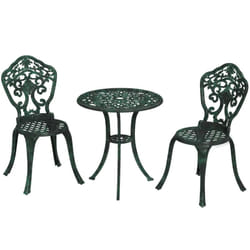 Outsunny - Ensemble bistrot de jardin 2 personnes 3 pièces aluminium aspect fer forgé noir vieilli vert