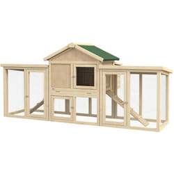 Poulailler modèle chalet multi-équipé - rampes, nichoirs, pondoirs, plateau déjection, fenêtre, portes - bois sapin pré-huilé
