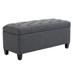 Homcom - Banquette coffre de rangement style Chesterfield dim. 100 x 40 x 44 cm piètement bois noir tissu anthracite