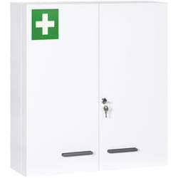 Kleankin - Armoire à pharmacie murale verrouillable 2 portes 6 étagères 6 compartiments dim. 55 x 18 x 60 cm acier blanc
