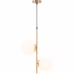 Éclairez élégamment avec le Luminaire Suspendu HOMCOM, finition dorée et deux abat-jour sphériques pour une lumière douce. Co ...