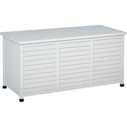 Outsunny - Coffre de rangement extérieur façade persienne - coffre jardin 283L - dim. 127 x 56 x 60cm - bois blanc