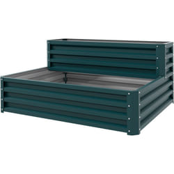 Jardinière carré potager 2 étages dim. 120L x 101l x 58H cm tôle d'acier ondulée vert