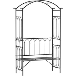 Arche à rosiers banc 2 personnes style romantique dim. 115 x 50 x 203 cm métal époxy noir