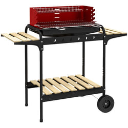 Barbecue à charbon sur pie - Outsunny - avec gril réglable - 2 roues - 3 étagères récupérateur de cendres - 103 x 47 x 95 cm -