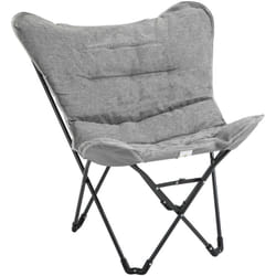 Outsunny - Fauteuil papillon - chaise de camping pliable - coussin rembourré - acier tissu gris