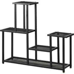 Outsunny - Support plantes 4 niveaux 5 étagères petites mailles métal noir