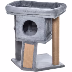 Transformez le quotidien de votre chat avec l'arbre à chat en bois PawHut. Multiples niveaux, tapis en jute, balle de jeu, pe ...